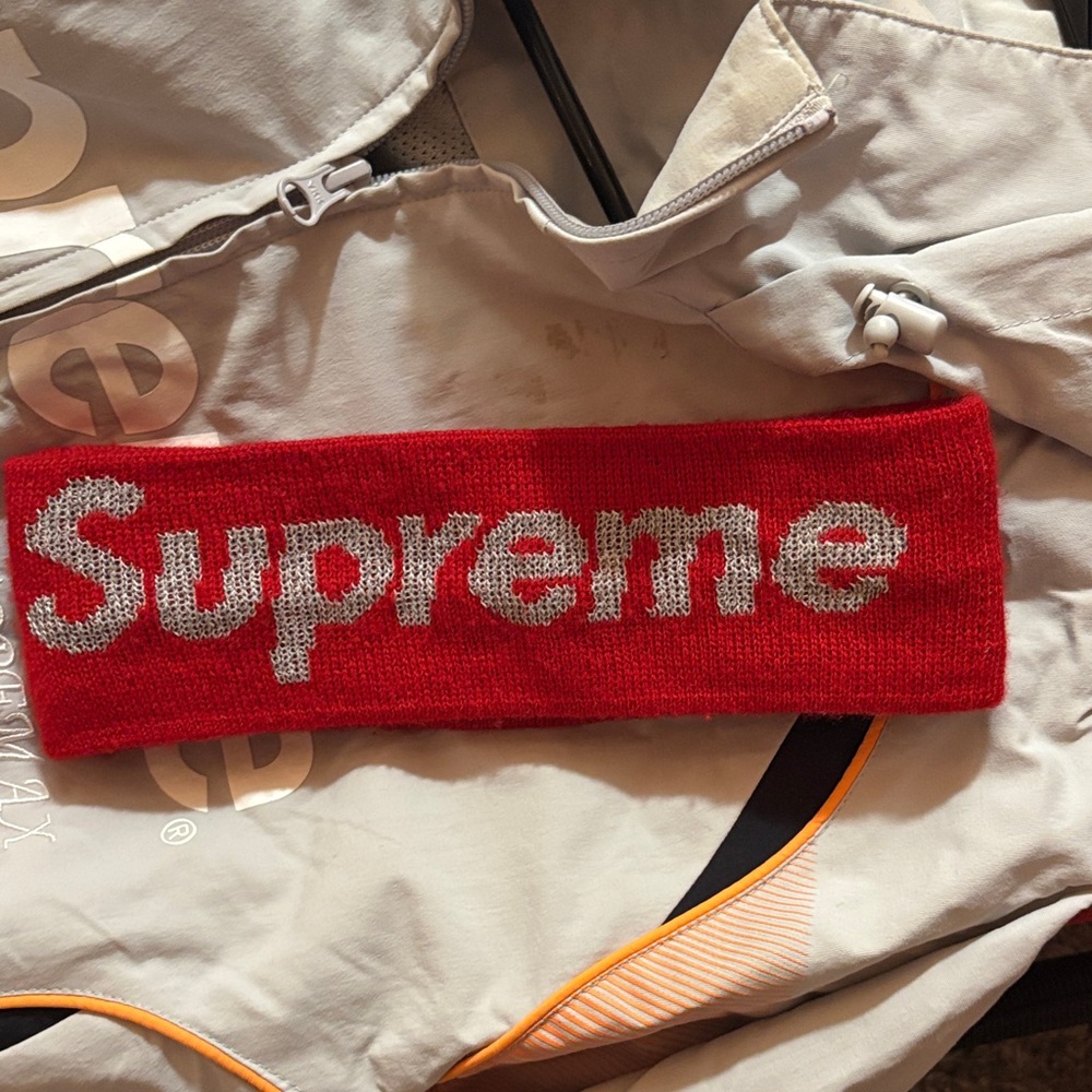 Supreme Red and Gray Logo Headband